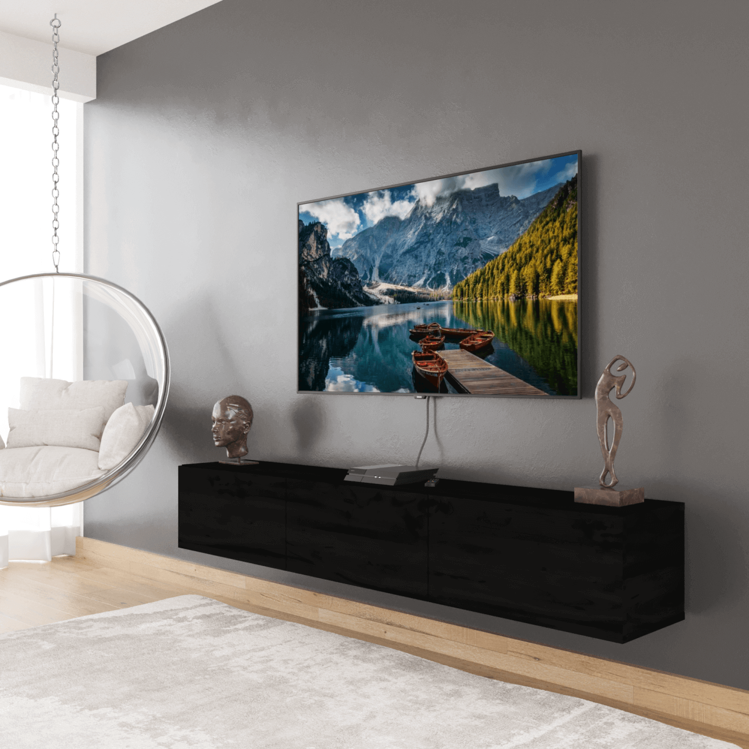 Colima TV Fernsehtisch 180 cm 3 Türen Modernes Design Wandhängend Zweitbild