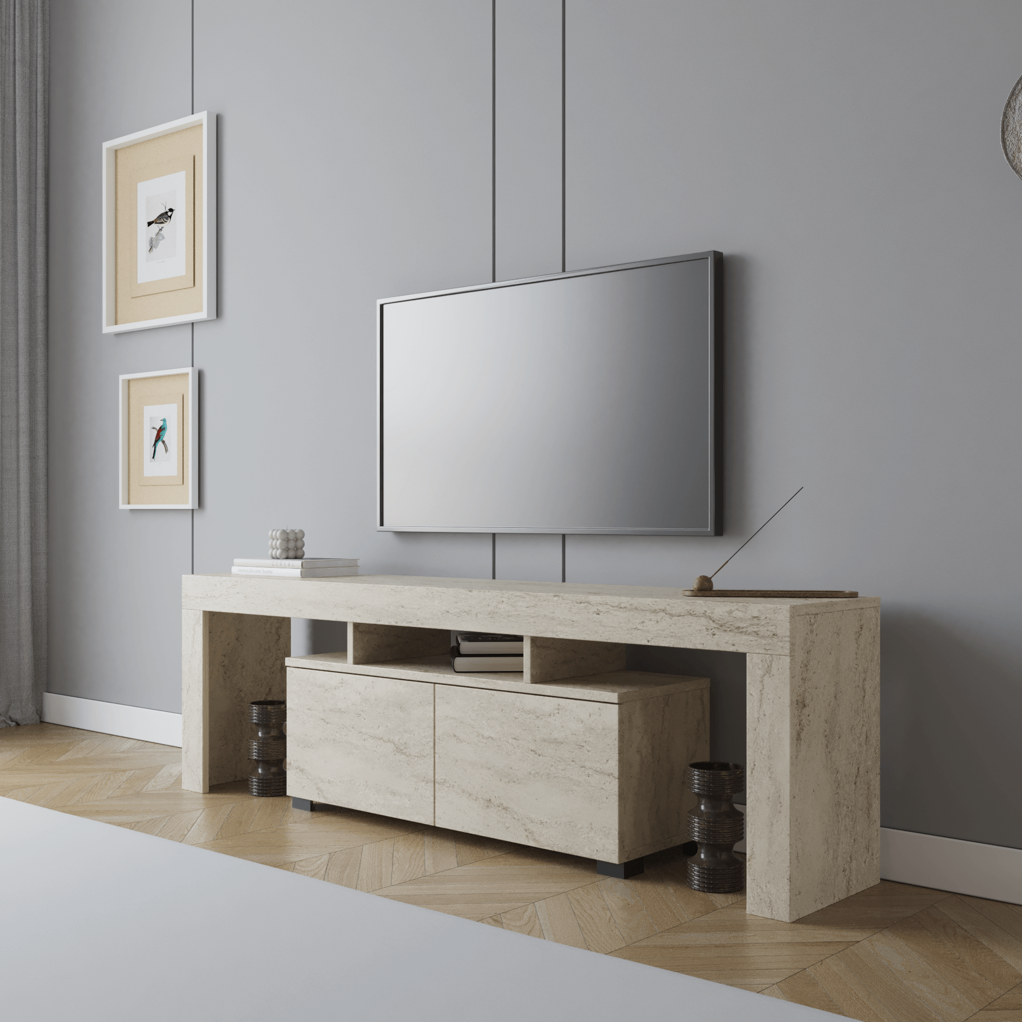 Bronny TV Board 2 Türen mit Regale Elegant & Praktisch, 3 Farben Zweitbild