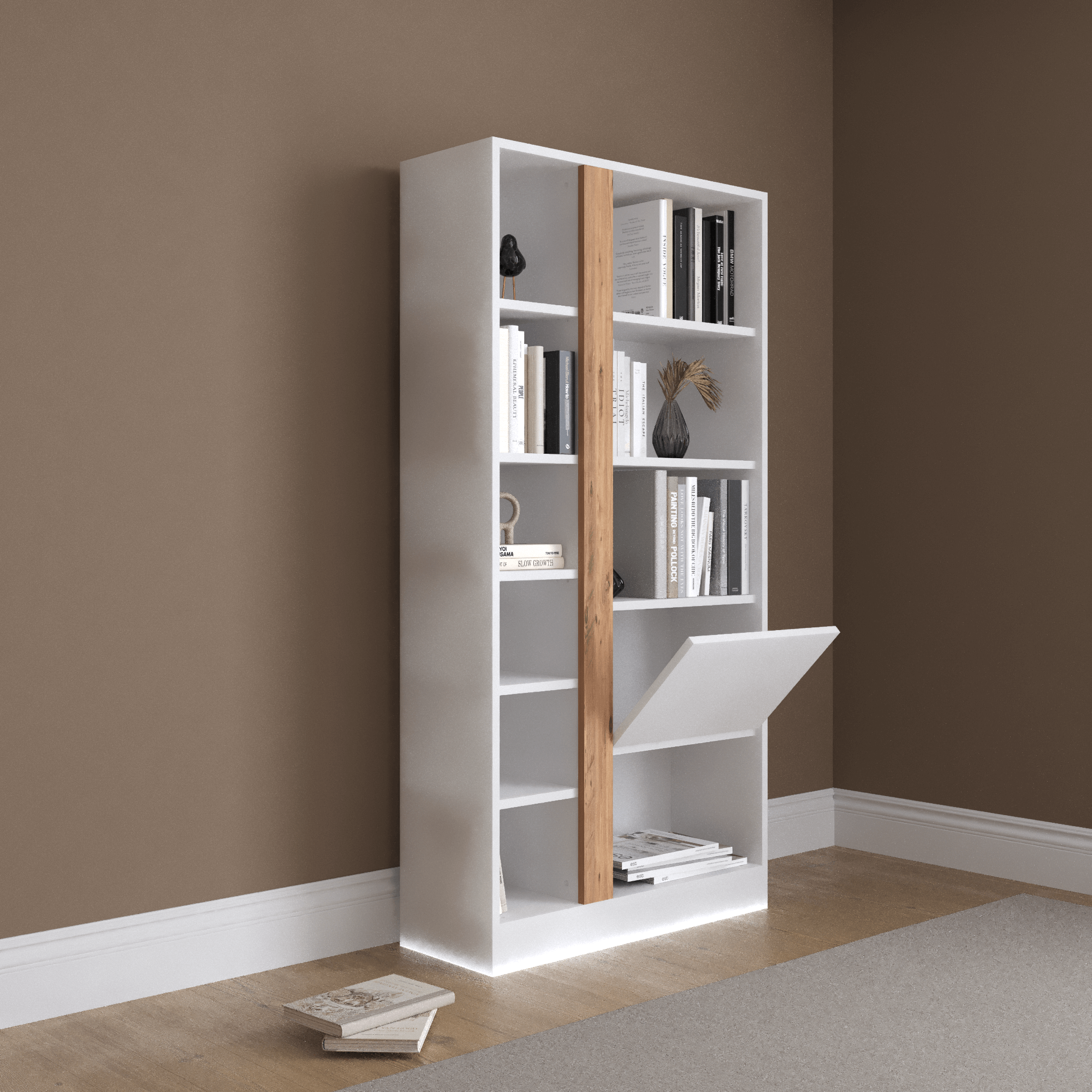 Lotus Bücherregal, Weiß & Atlantic Pine Elegant, Geräumig, Funktional Zweitbild