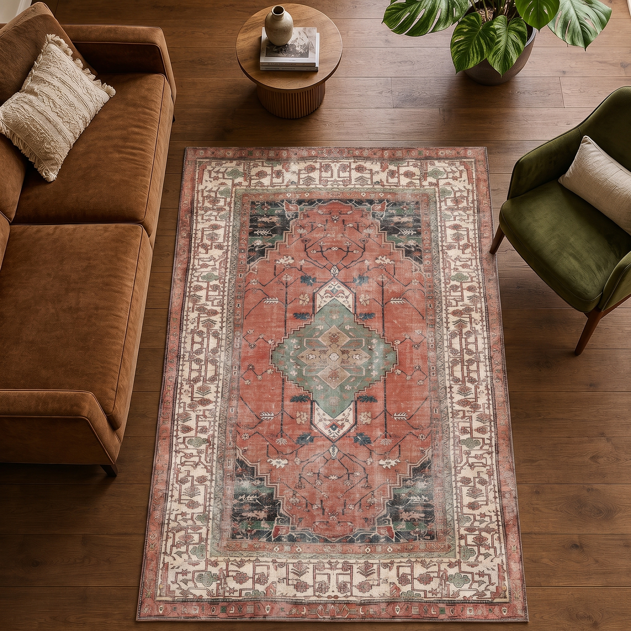 Mandala Vintage-Teppich, Rosé-Salbei, waschbarr, 3 mm Secondary image