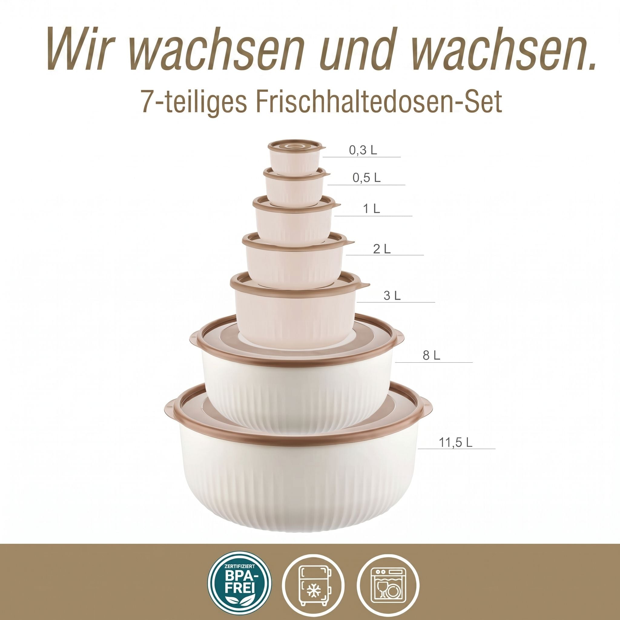 Vorratsdosen rund mit Deckel, (7er Set, 0,3L - 11,5L), BPA-frei Secondary image