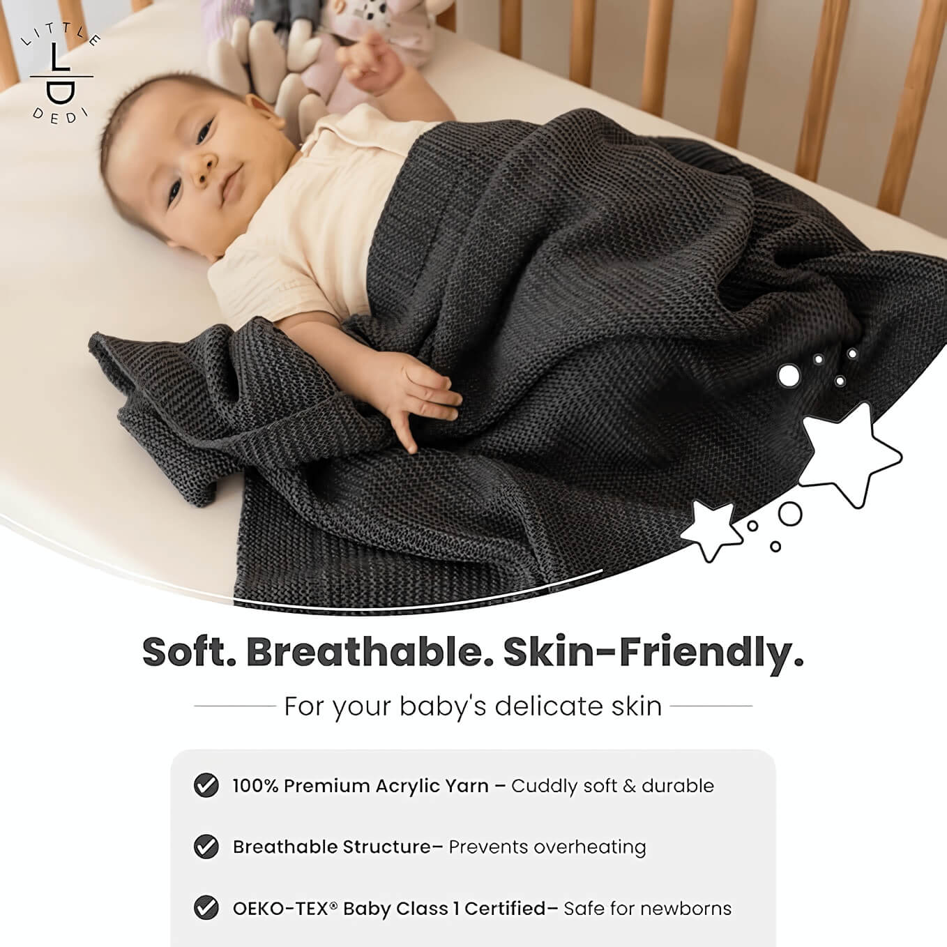 Baby Strickdecke, Weich & Atmungsaktiv, 80x100cm Zweitbild