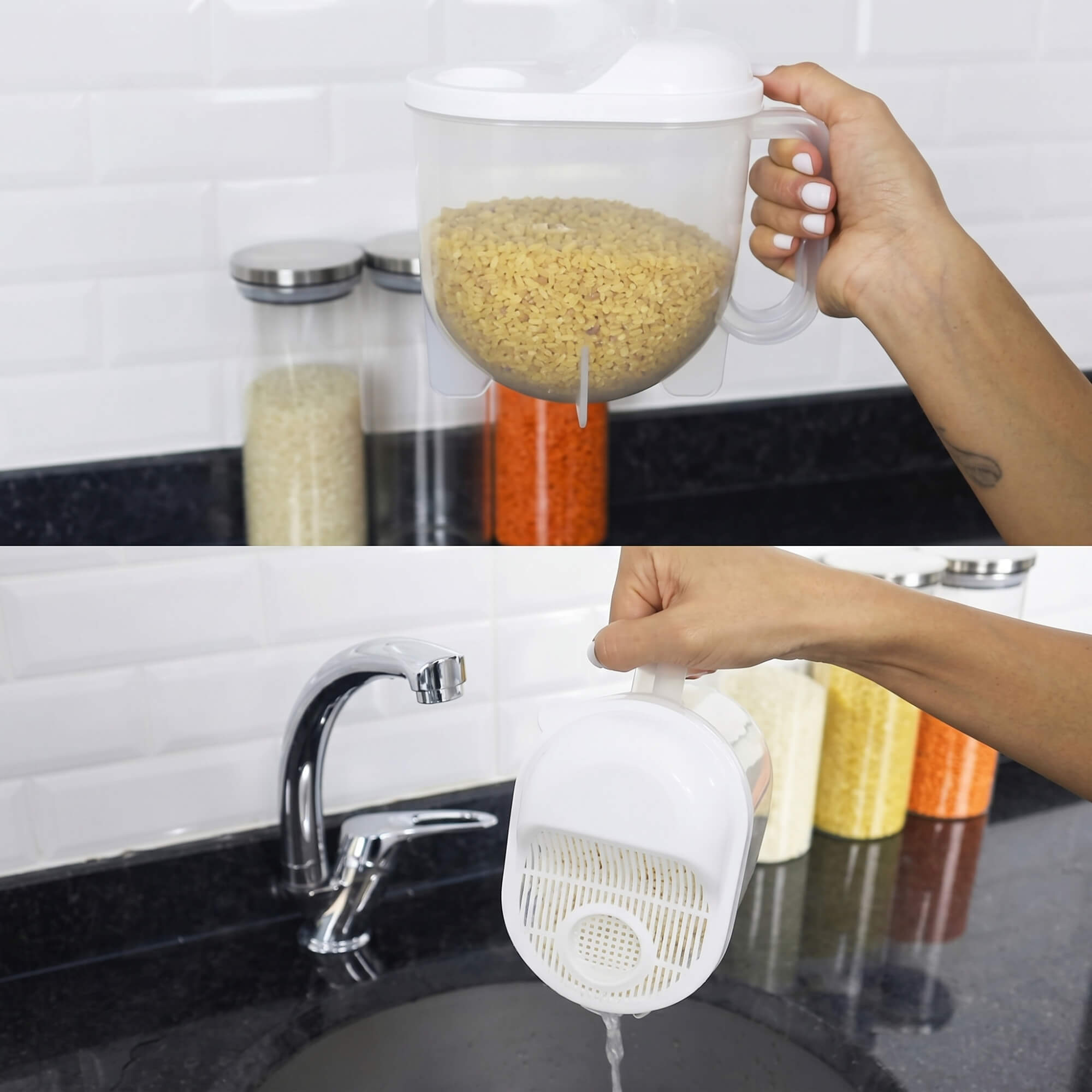 Vorratsdosen und Sieb, 2er Set, BPA-frei (3x0,2L, 1x2,1L) Zweitbild