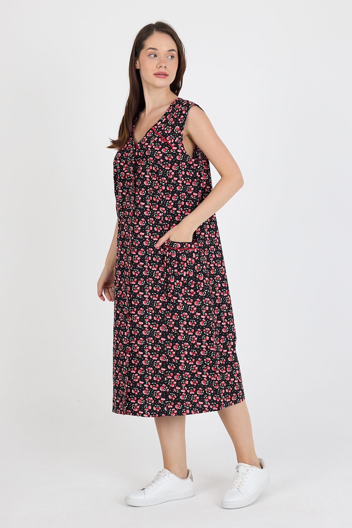 Damenkleid aus Webstoff – Blumen Secondary image